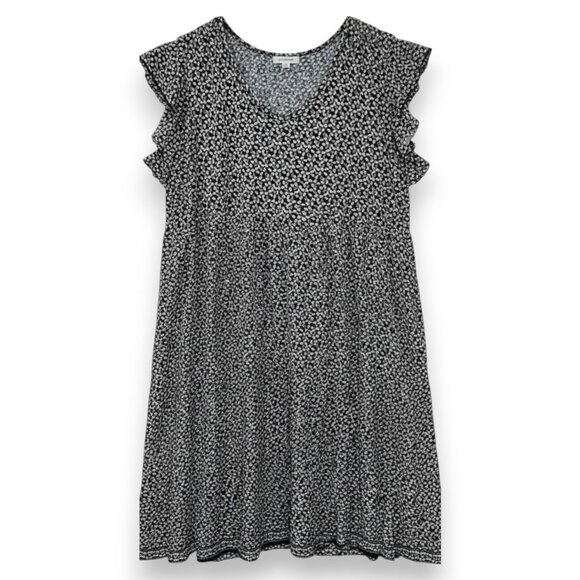 Max Studio Dresses & Skirts - Max Studio Black &‎ Tan Abstract Leaf Print Ruffle SleeveTiered Dress Size 2X